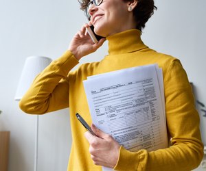 Woman with individual tax return