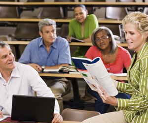 Teacher and students in lecture hall