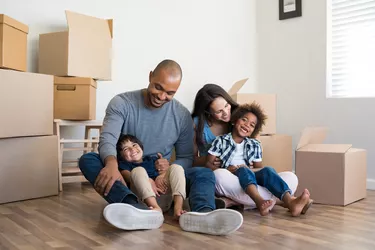 Multiethnic family moving home