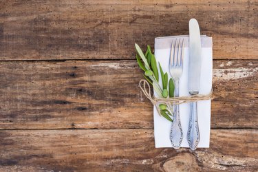 Rustic cutlery place setting