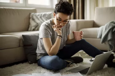 Young woman working at home