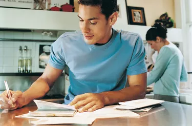 Man Writing in a Diary, Woman in the Background