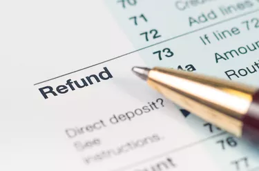 Tax refund form closeup