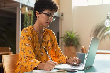 Young woman using laptop