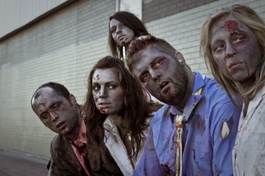 5 zombies staring at something off camera