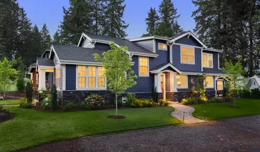 Beautiful luxury home exterior at twilight