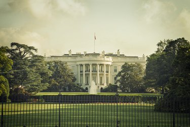 The White House in Washington DC with vintage processing