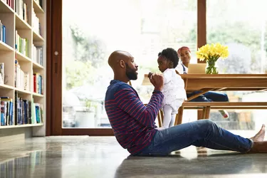 Young family in livingroom