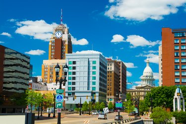 Lansing downtown skyline with the Michigan State Capitol