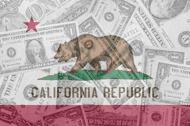 Can I Collect Social Security & CalPERS Together?US state of california flag with transparent dollar banknotes