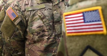 USA patch flag on soldiers arm