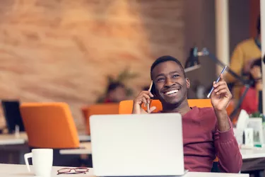 African American businessman on the phone