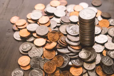 Coin Background on Wood