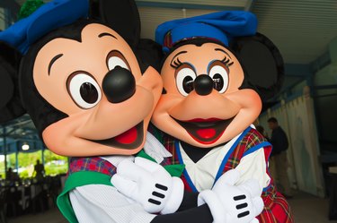 Mickey Mouse and Minnie Mouse in Fantasia Gardens Pavilion
