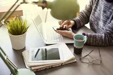 Businesswoman working on computer