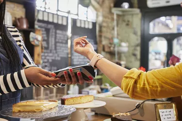 Wireless payment in cafe.