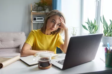 Emotionally stressed businesswoman.