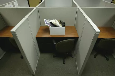 Cubicle with Box of Personal Belongings