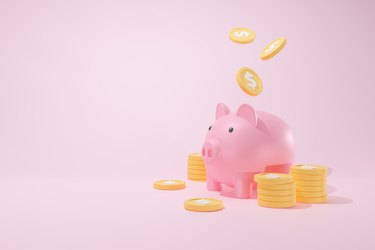 3D Rendering Concept piggy bank symbols icon piggy bank and gold coin