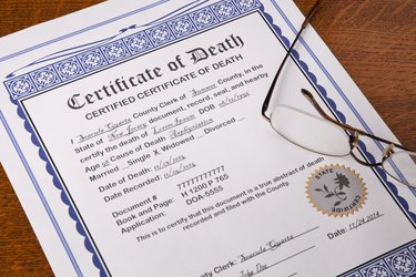 Death Certificate with fake names and information