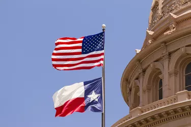 Flags, Texas State Capitol building, Austin