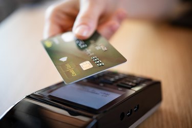 Close up of credit card contactless payment