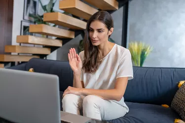 Woman having online therapy session