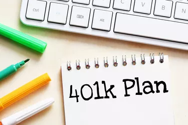 401K PLAN words in an office notebook.