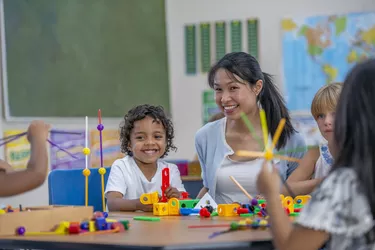 Lower elementary students learning