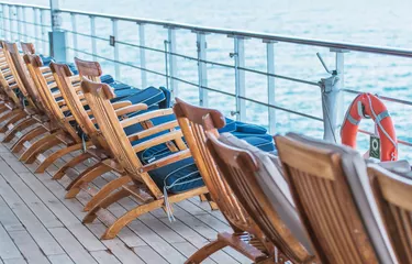 Empty Cruise Ship Main Deck with Deckchairs