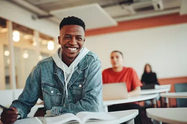 student sitting in classroom