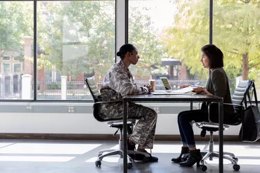 Bank officer meets with female soldier