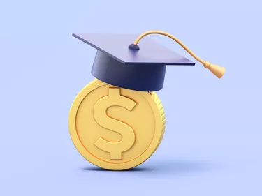 Graduation hat on a gold dollar