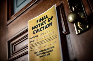 Notice of Eviction docuement on door of house