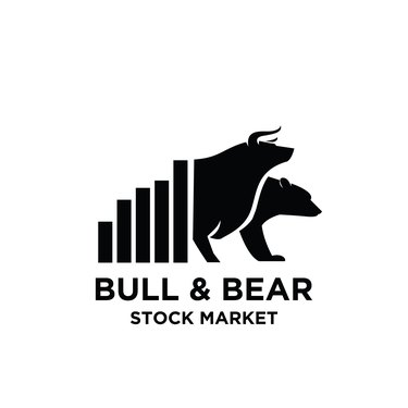 Bear bull with chart bar logo design. finance vector design