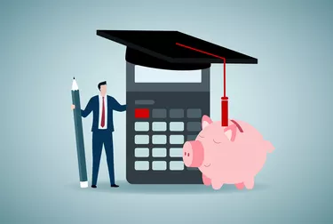 Student loan calculation, education budget allocation, university expense and debt pay off or scholarship payment