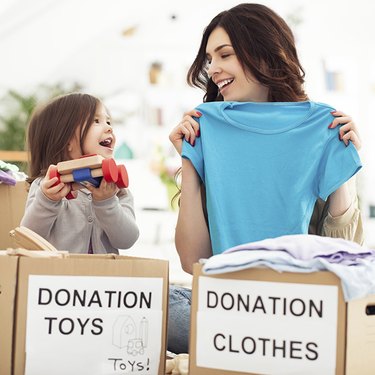 Woman donating clothing