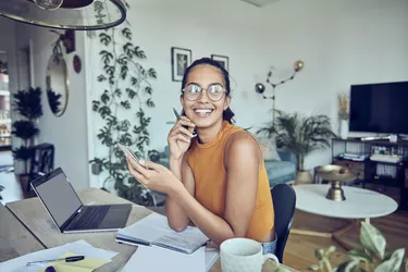 woman in home office