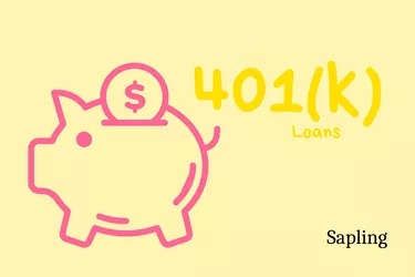 Illustration of a piggy bank with the words 401(k) loans