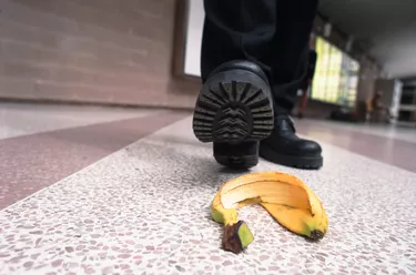 shoe stepping in banana peel