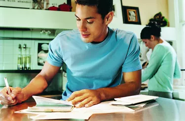 Man Writing in a Diary, Woman in the Background