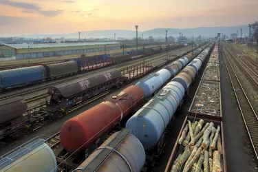 Freight Trains and Railways at sunset