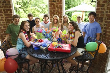 Teenagers at an outdoor birthday party