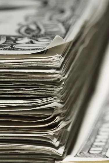 Stack of US Dollar banknotes, close-up