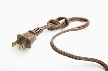 Power cord tied in knot