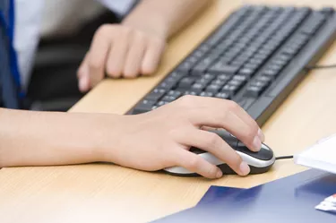 Personal Computer and Businessman's Hands, Differential Focus, China, Beijing