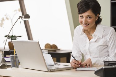 Woman working in home office