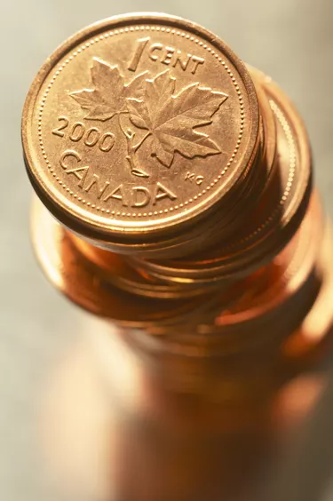 Stack of Canadian pennies