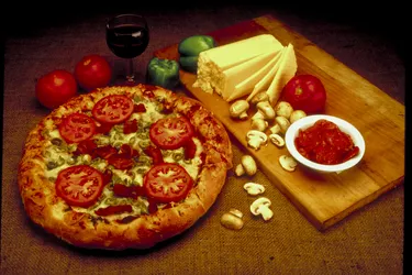 Pizza with tomatoes and olives