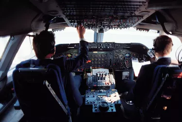 Pilots in cockpit